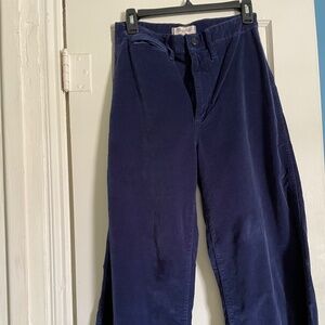 Madewell Emmett Wide Leg Crop Pants in Velveteen Blue Size 29
